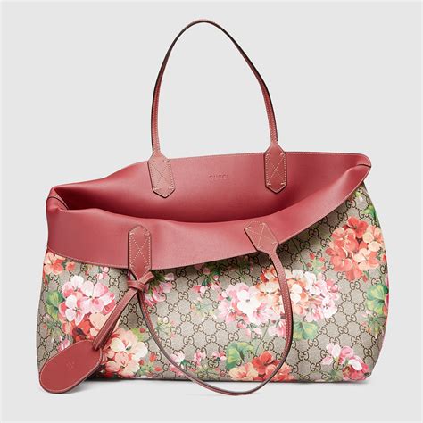 gucci gg blooms medium reversible leather tote bag multicolor rose|gucci extra large tote bag.